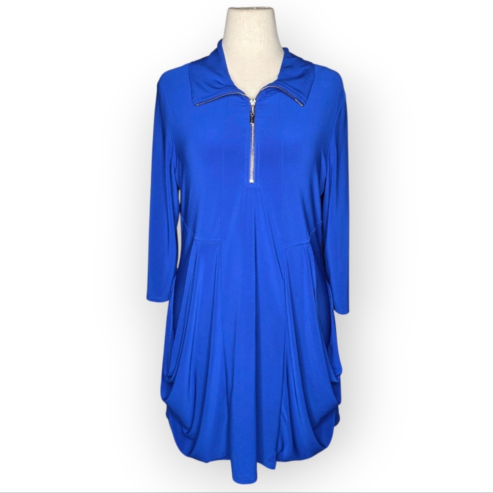 Joseph Ribkoff Blue Zip Tunic Dress 14 Kangaroo Pockets Canada